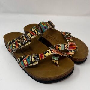 Calceo Women’s Sandals Size 37 Southwestern Pattern New Cork Footbed Comfort